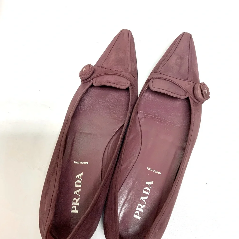 Prada purple suede pointed toe low heels 37.5